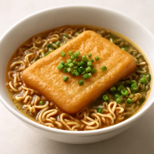 即席中華めん 油揚げ 調理後全体(添付調味料等含む)のイメージ画像