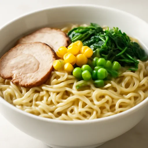 即席中華めん 非油揚げ 調理後全体(添付調味料等含む)のイメージ画像